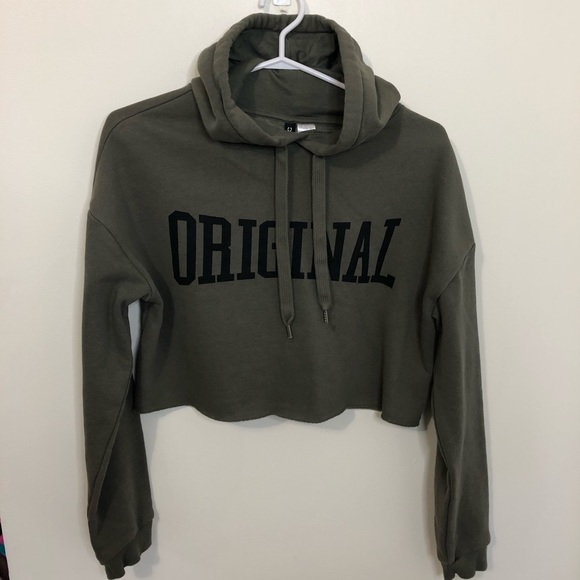 Cropped army green hoodie!! - Picture 1 of 2